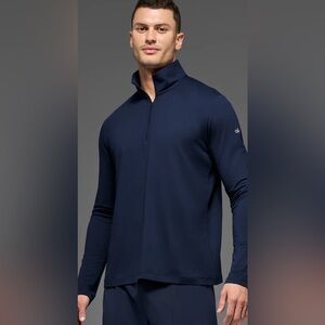 ALO Conquer 1/4 Zip Reform Long Sleeve in navy blue